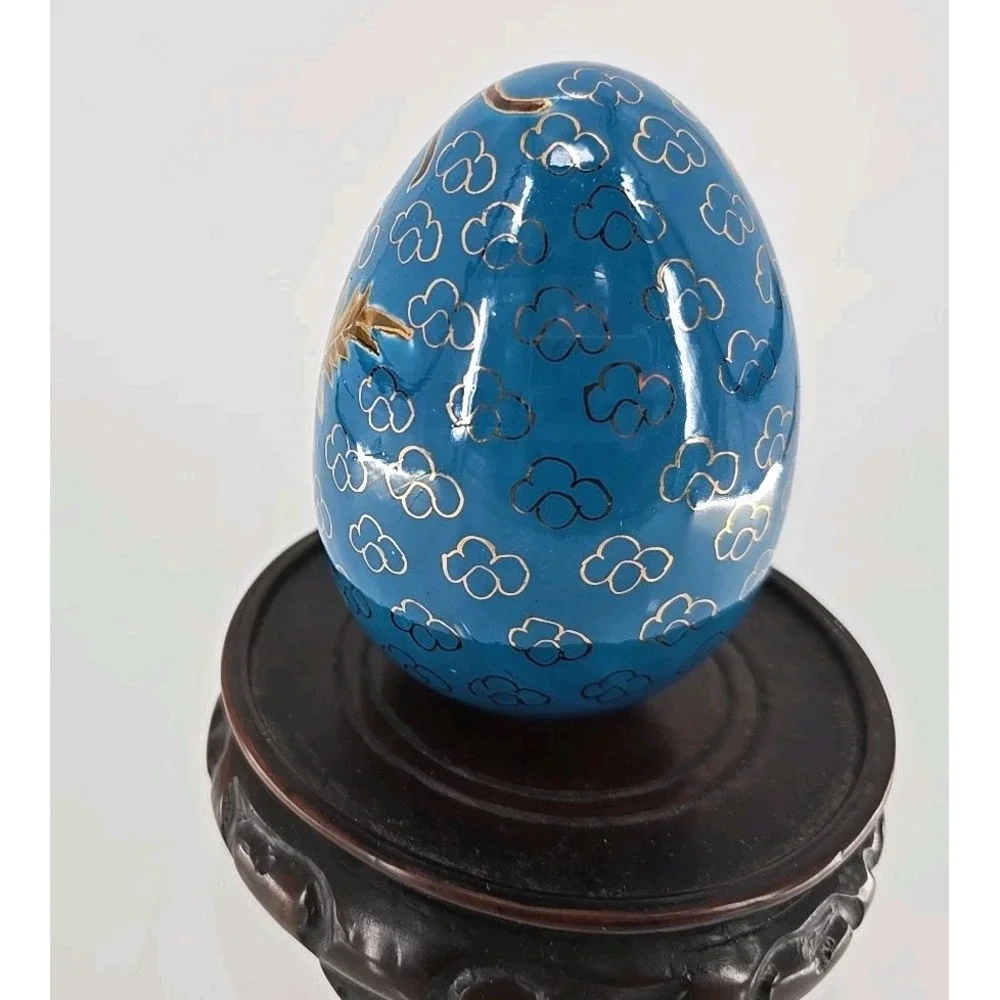 Ceramic Emu Egg- Koi Fish in Pond Graphic- Unique - 7 Oz‎ Enamel Ceramic Egg